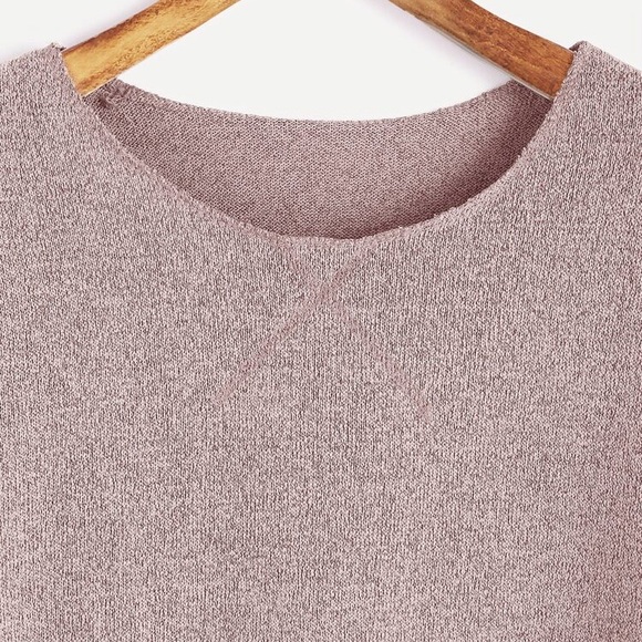 Shein Pink Drop Fall Sweater Round Neck Shoulder Shirt - Picture 3 of 4